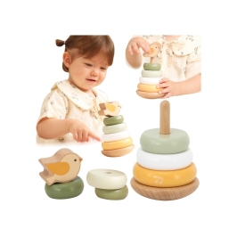 VIGA PolarB Drewniana Piramidka Edukacyjna - Ptaszek