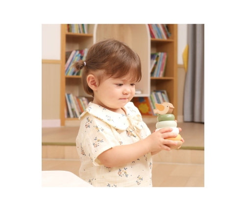 VIGA PolarB Drewniana Piramidka Edukacyjna - Ptaszek