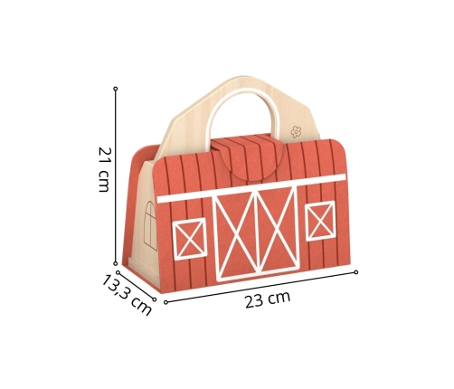 TOOKY TOY Drewniana Składana Farma w Walizce ze Zwierzątkami