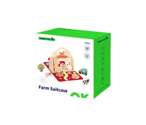 TOOKY TOY Drewniana Składana Farma w Walizce ze Zwierzątkami