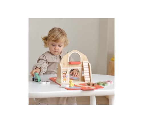 TOOKY TOY Drewniana Składana Farma w Walizce ze Zwierzątkami