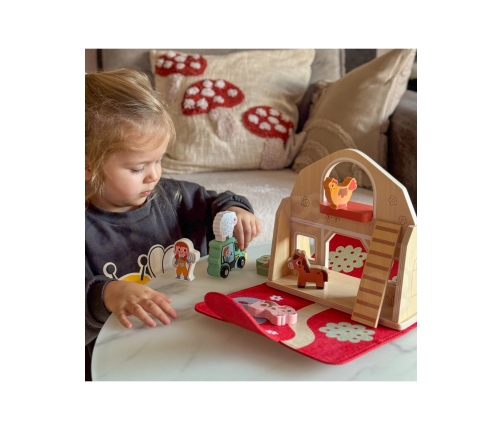 TOOKY TOY Drewniana Składana Farma w Walizce ze Zwierzątkami