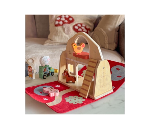TOOKY TOY Drewniana Składana Farma w Walizce ze Zwierzątkami