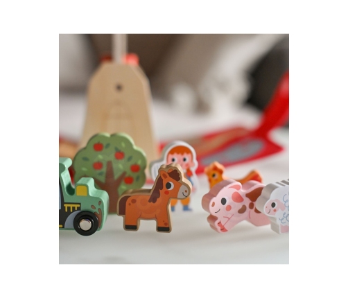 TOOKY TOY Drewniana Składana Farma w Walizce ze Zwierzątkami