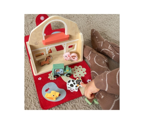 TOOKY TOY Drewniana Składana Farma w Walizce ze Zwierzątkami