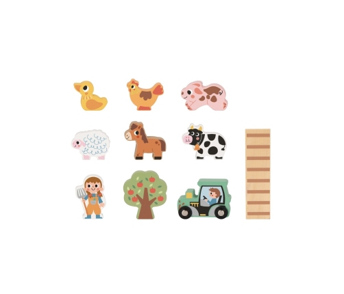 TOOKY TOY Drewniana Składana Farma w Walizce ze Zwierzątkami