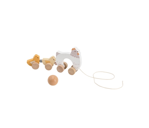 VIGA PolarB Drewniana Kurka z Pisklętami do Ciągnięcia