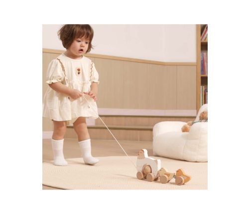 VIGA PolarB Drewniana Kurka z Pisklętami do Ciągnięcia