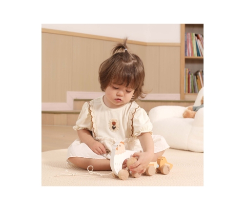 VIGA PolarB Drewniana Kurka z Pisklętami do Ciągnięcia