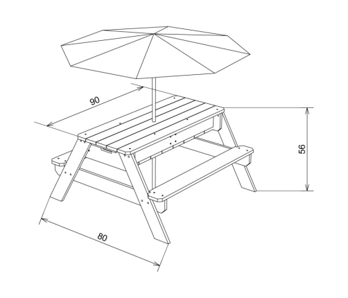 AXI Stół Piknikowy Nick z Pojemnikami na Piasek/Wodę z Parasolem