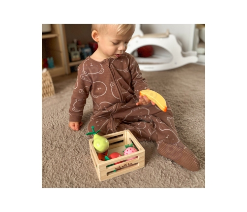 CLASSIC WORLD Zestaw Drewnianych Owoców w Koszyku 6 el.