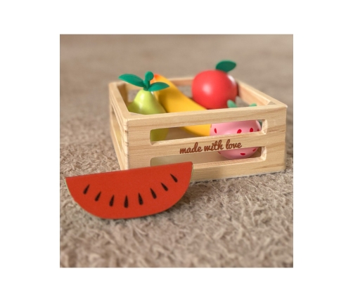 CLASSIC WORLD Zestaw Drewnianych Owoców w Koszyku 6 el.