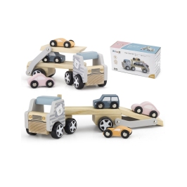 VIGA PolarB Drewniana laweta z samochodzikami Montessori