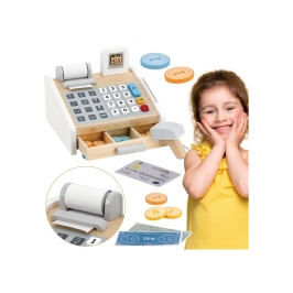 VIGA Drewniana Kasa sklepowa szaro biała VIGA Drewniana Kasa sklepowa szaro biała