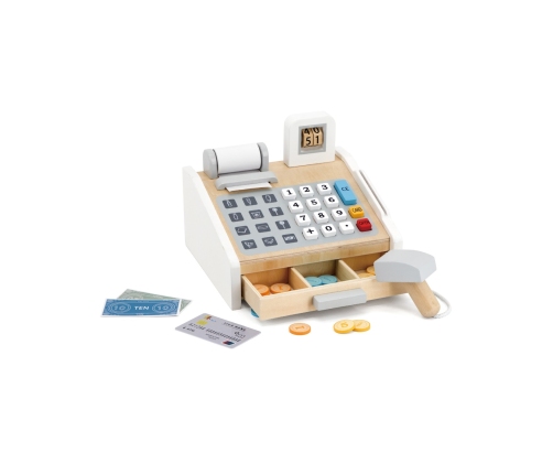 VIGA Drewniana Kasa sklepowa szaro biała