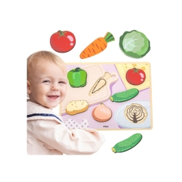 VIGA Drewniane Puzzle Układanka Montessori 2w1 Figurki Warzywa