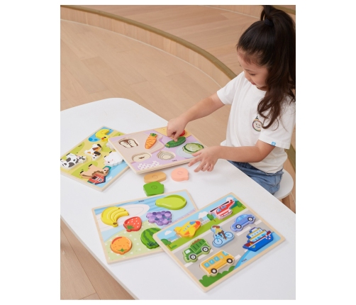 VIGA Drewniane Puzzle Układanka Montessori 2w1 Figurki Warzywa