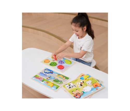 VIGA Drewniane Puzzle Układanka Montessori 2w1 Figurki Warzywa