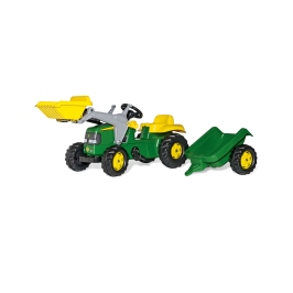 Rolly Toys RollyKid John Deere Traktor na Pedały z Łyżką i Przyczepą - Zielony