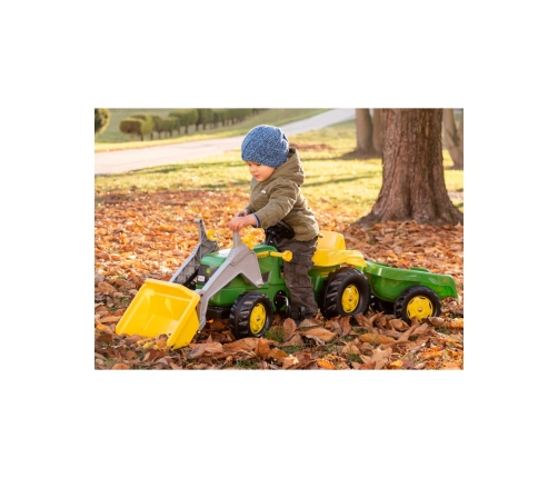 Rolly Toys RollyKid John Deere Traktor na Pedały z Łyżką i Przyczepą - Zielony