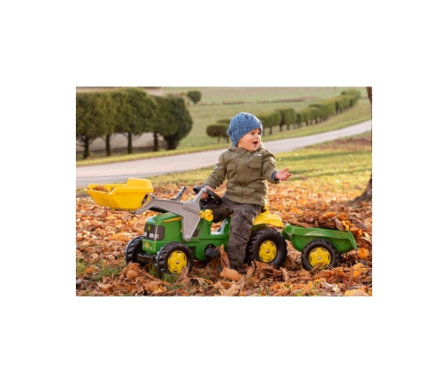 Rolly Toys RollyKid John Deere Traktor na Pedały z Łyżką i Przyczepą - Zielony