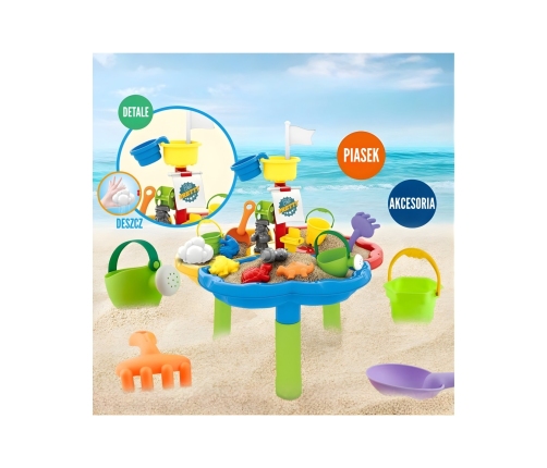 WOOPIE Stolik Wodny Piaskownica 3w1 Statek Piracki 13 el.