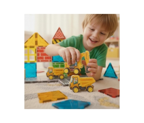 Woopie Zestaw Klocków Magnetycznych z Pojazdami Budowlanymi
