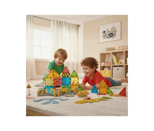 Woopie Zestaw Klocków Magnetycznych z Pojazdami Budowlanymi