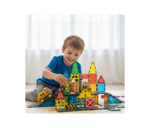 Woopie Zestaw Klocków Magnetycznych z Pojazdami Budowlanymi