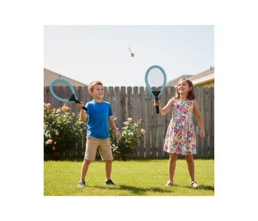 WOOPIE Duże Rakietki do Tenisa Badminton dla Dzieci Zestaw + Piłka Lotka