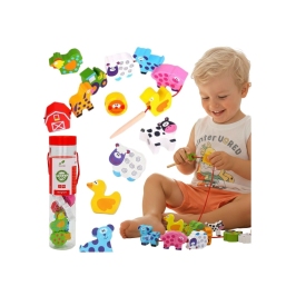 WOOPIE GREEN Drewniane Klocki do Nawlekania Zwierzęta Farma 13 el. WOOPIE GREEN Drewniane Klocki do Nawlekania Zwierzęta Farma 13 el.