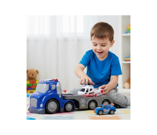 WOOPIE Niebieska Laweta Policyjna City Truck Efekty Dźwiękowe i Świetlne