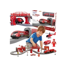 WOOPIE Zestaw Kolejka Elektryczna Lokomotywa Straż Pożarna 66el.