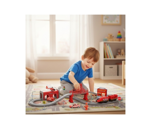 WOOPIE Zestaw Kolejka Elektryczna Lokomotywa Straż Pożarna 66el.