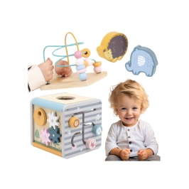 VIGA PolarB Activity Box Drewniane Edukacyjne Centrum Gier 5w1 kostka
