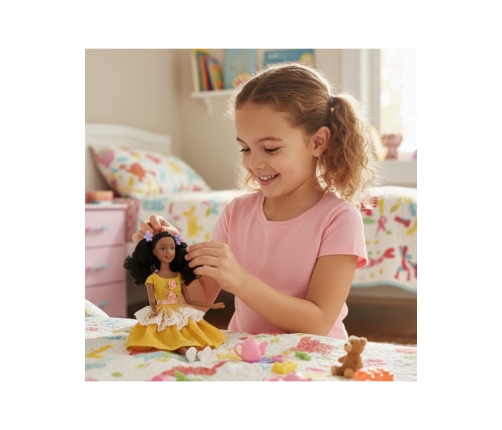 WOOPIE ROYAL Lalka Emi 32 cm Modny Strój i Piękne Czarne Włosy