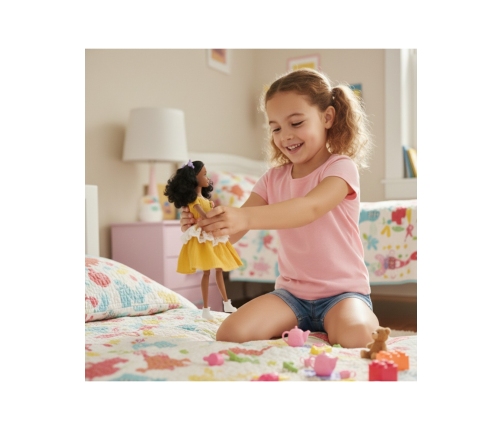 WOOPIE ROYAL Lalka Emi 32 cm Modny Strój i Piękne Czarne Włosy