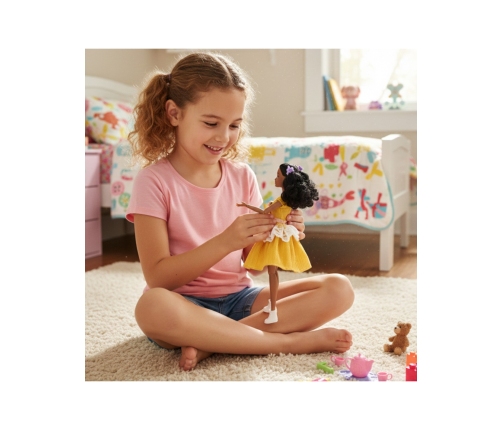 WOOPIE ROYAL Lalka Emi 32 cm Modny Strój i Piękne Czarne Włosy