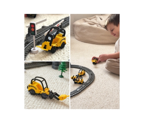 WOOPIE Elektryczna Kolejka Tor Retro Ciuchcia Lokomotywa + 2 Wagony – Zestaw 76 el.