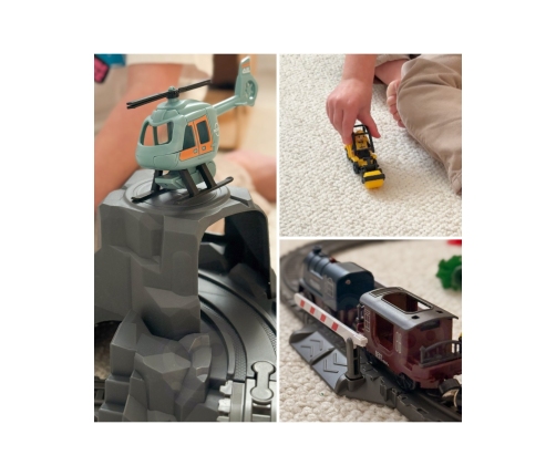 WOOPIE Elektryczna Kolejka Tor Retro Ciuchcia Lokomotywa + 2 Wagony – Zestaw 76 el.