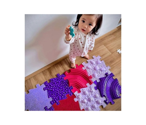 WOOPIE Mata Sensoryczna Ortopedyczna Puzzle 11 el. - Kolor Różowy/Fioletowy