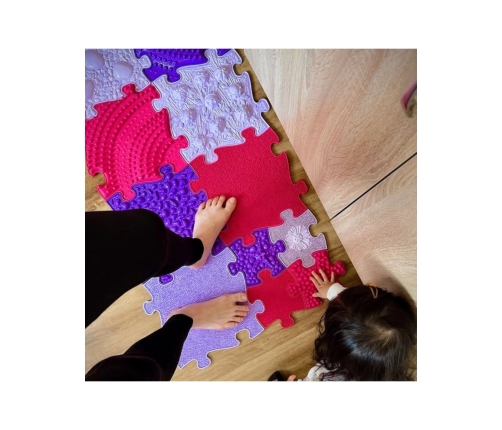 WOOPIE Mata Sensoryczna Ortopedyczna Puzzle 11 el. - Kolor Różowy/Fioletowy