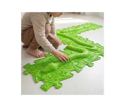 WOOPIE Mata Sensoryczna Ortopedyczna Puzzle Wąż Zielony 6 el.