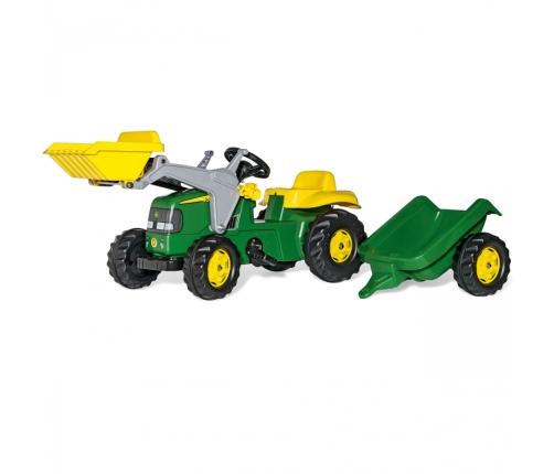 Rolly Toys RollyKid John Deere Traktor na Pedały z Łyżką i Przyczepą - Zielony