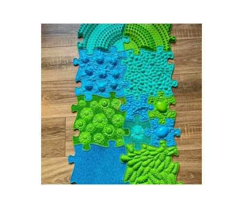 WOOPIE Mata Sensoryczna Ortopedyczna Puzzle 11 el. - Kolor Niebieski/Zielony