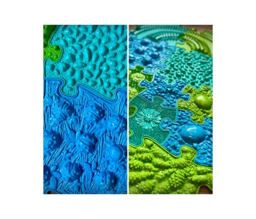 WOOPIE Mata Sensoryczna Ortopedyczna Puzzle 11 el. - Kolor Niebieski/Zielony