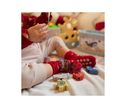 TOOKY TOY Drewniany Zestaw Morskich Zabawek Wieża Balansująca Łowienie Ryb Figurki 23 Elementy