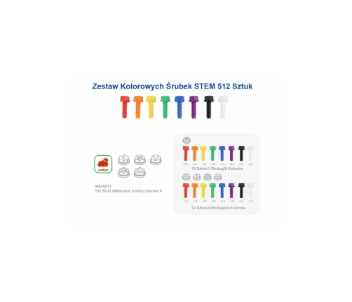 MASTERKIDZ Kolorowe Śrubki 5 Kształtów Do Tablicy Kreatywnej STEM 512 Sztuk Mix Kolorów