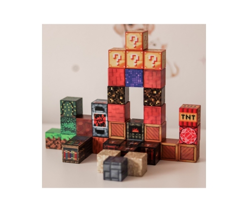 WOOPIE Klocki Magnetyczne Konstrukcyjne Sześciany 3D Zestaw Edukacyjny 63 el.