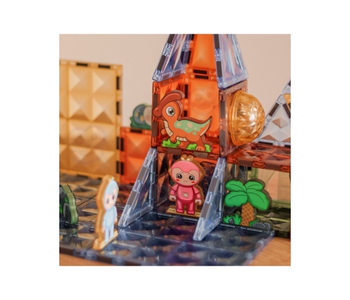 WOOPIE Klocki Magnetyczne Konstrukcyjne Świecące 3D Park Dinozaurów 124el.